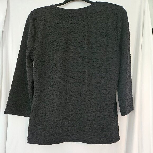 Women's Vintage Lana Lee Black 3/4 Sleeve Blouse Size Large - Picture 3 of 6